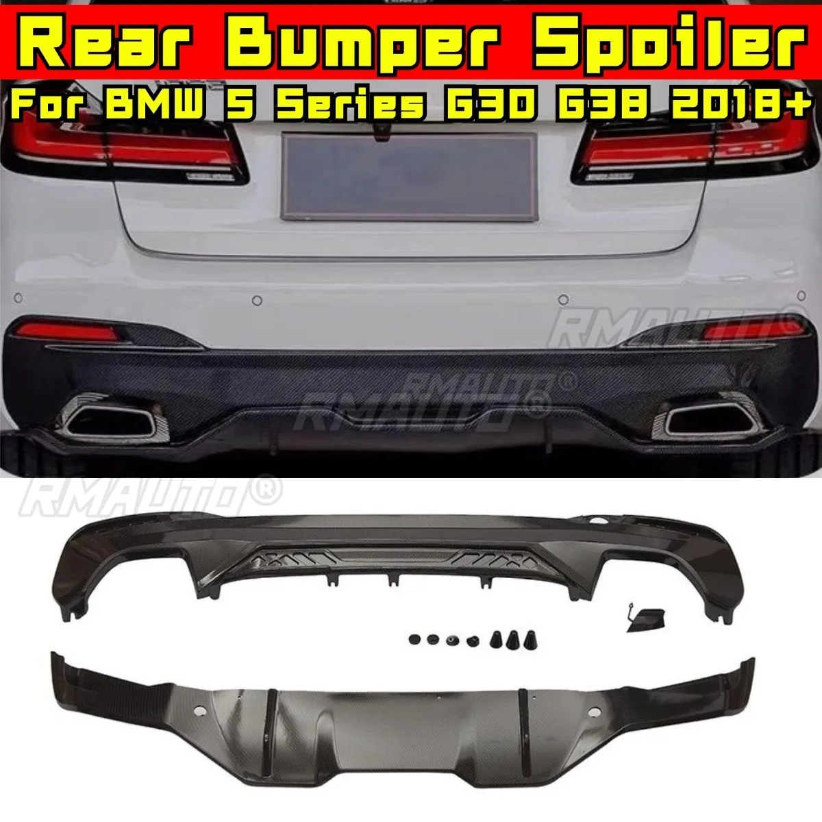 

Задний бампер автомобиля, спойлер, диффузор, разветвитель, глянцевый черный, модификация для BMW 5 серии G30 G38 2018+, автомобильные аксессуары