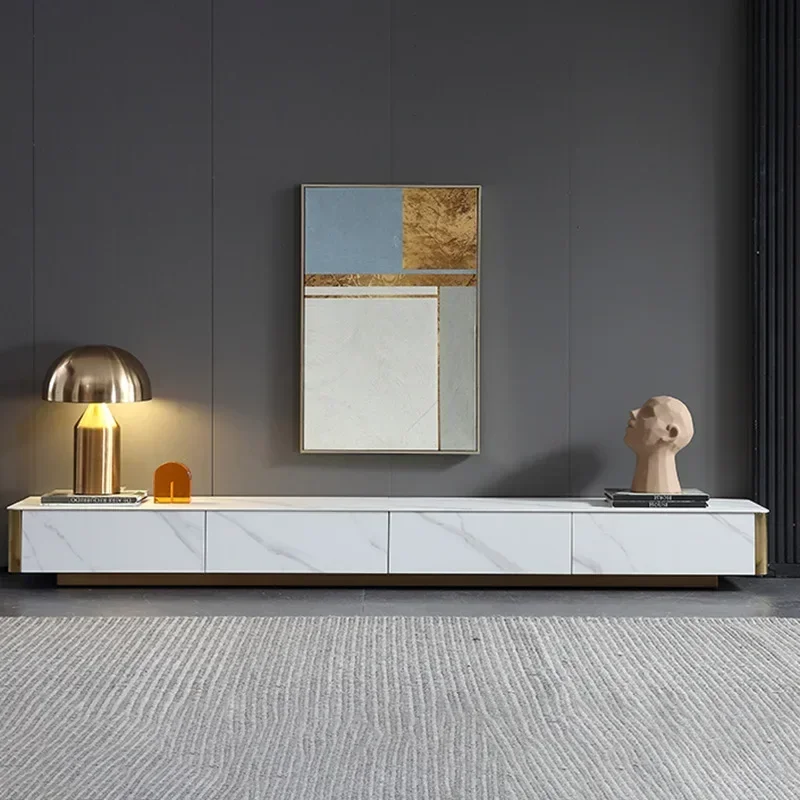 ٪ طقم طاولة قهوة إيطالية لغرفة المعيشة، طاولة قهوة ذات لوحة صخرية، حجم خزانة تلفزيون، طاولة قهوة مستطيلة بسيطة