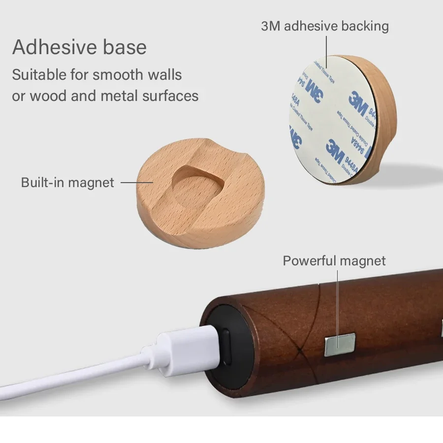 Lampada da parete magnetica a luce notturna USB a LED Sensore di luce intelligente Controllo luce notturna Luce per armadio Lampada da tavolo per camera da letto di casa