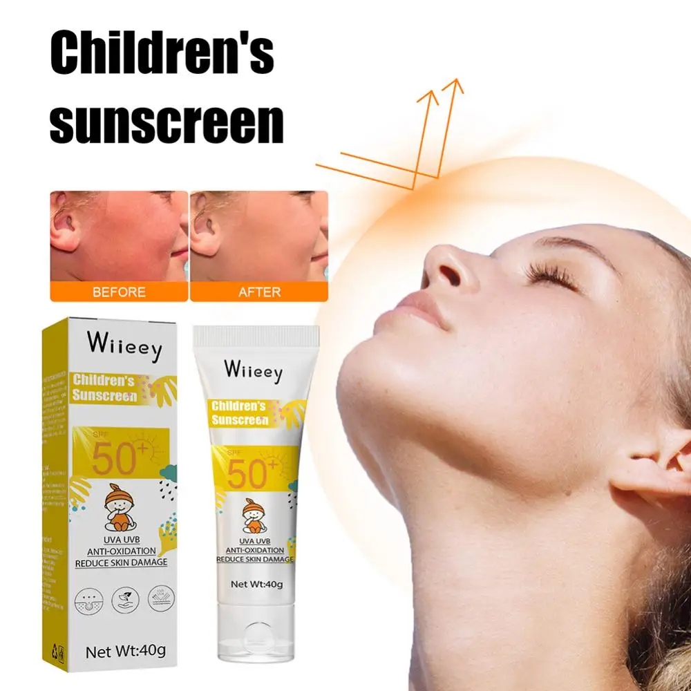 Children Sunscreen Refreshing Oil Free Sun Protector Mild Non-irritating Anti-Oxidation Outdoor UV Resistance Body Lotion Cream