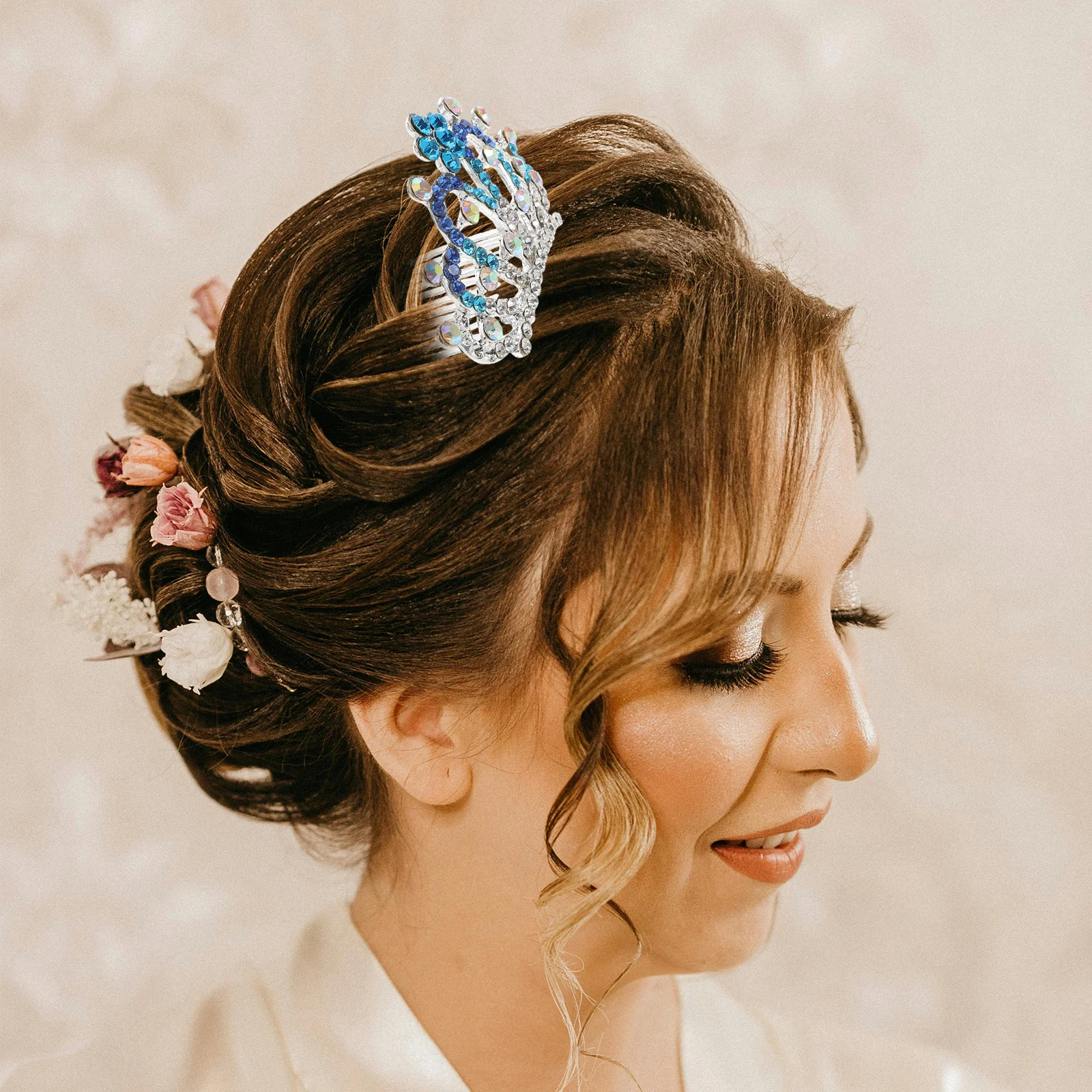 

Water Drill Crown Hair Ornament Gradient Rhinestones Vintage Hair Comb For Women Bridal Wedding Party Headdress Princess