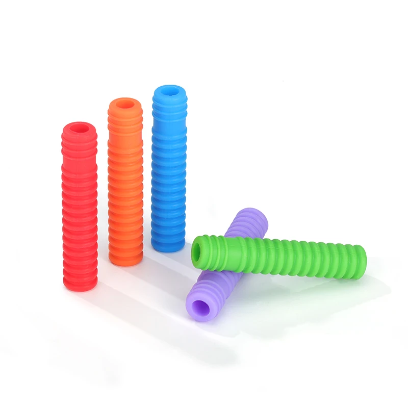 Set di toppers per matite da masticare sensoriali da 5 pezzi Set di toppers per matite in silicone masticabili per massaggiatori con esigenze di motori orali