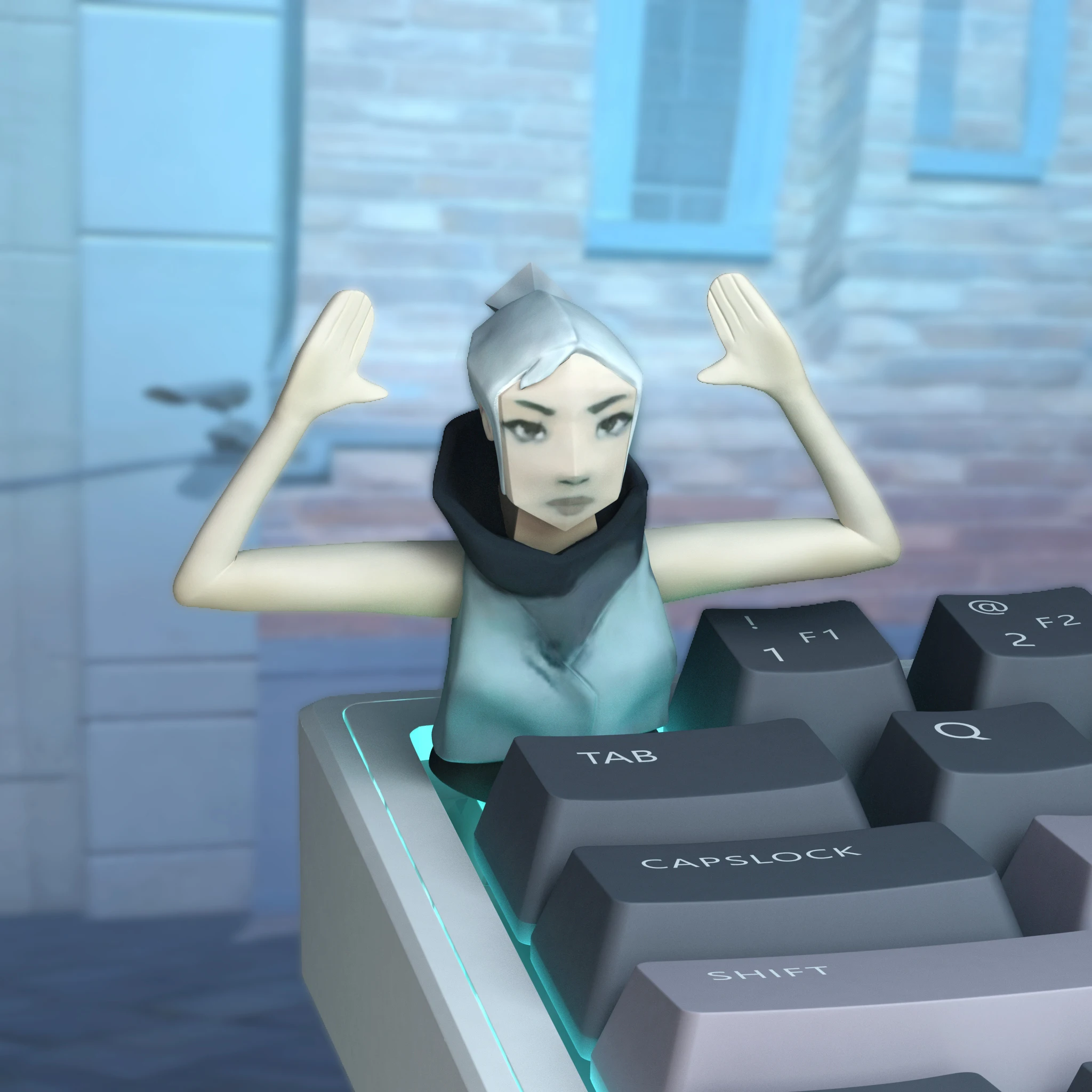 

VALORANT Riot Games Jett Keycaps Resin 3D Handmade Game Peripherals Abstract Style Customized Keyboard Accessories Gifts