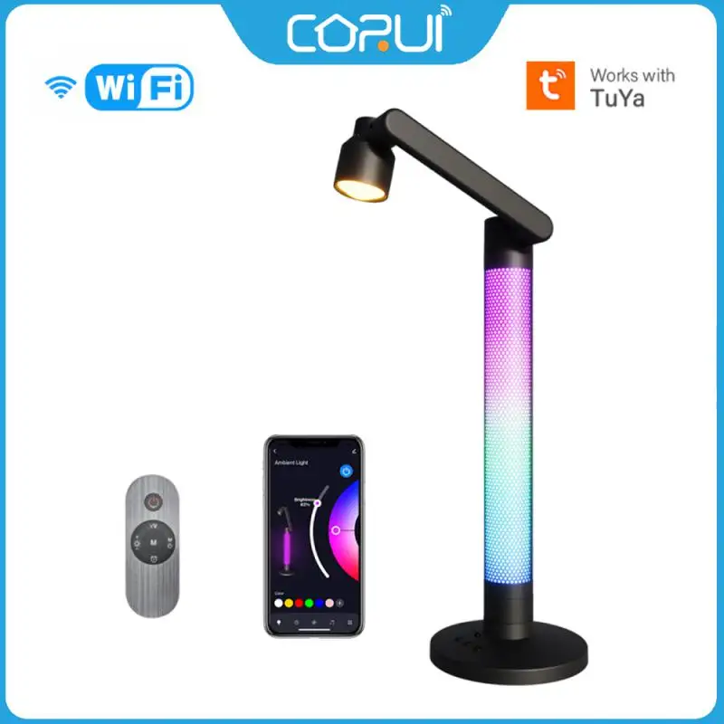 

CORUI Tuya Smart WIFI Atmosphere Table Lamp Bedside LED Night Light Desktop Rotatable Reading Lamp With Infrared Remote Control