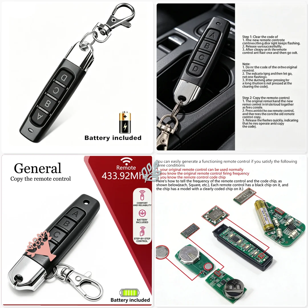 433MHz Copy Remote Control Compatible Fixed Code Universal Door Gate Alarm Farm Entrance Remote Cloner Tool