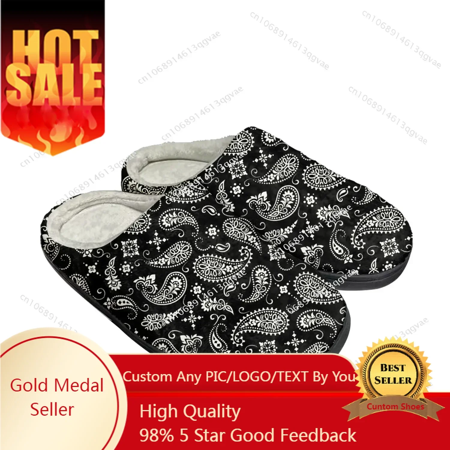 

Paisley Print Gifts Home Cotton Slippers High Quality Mens Womens Plush Bedroom Casual Keep Warm Shoe Customized Thermal Slipper