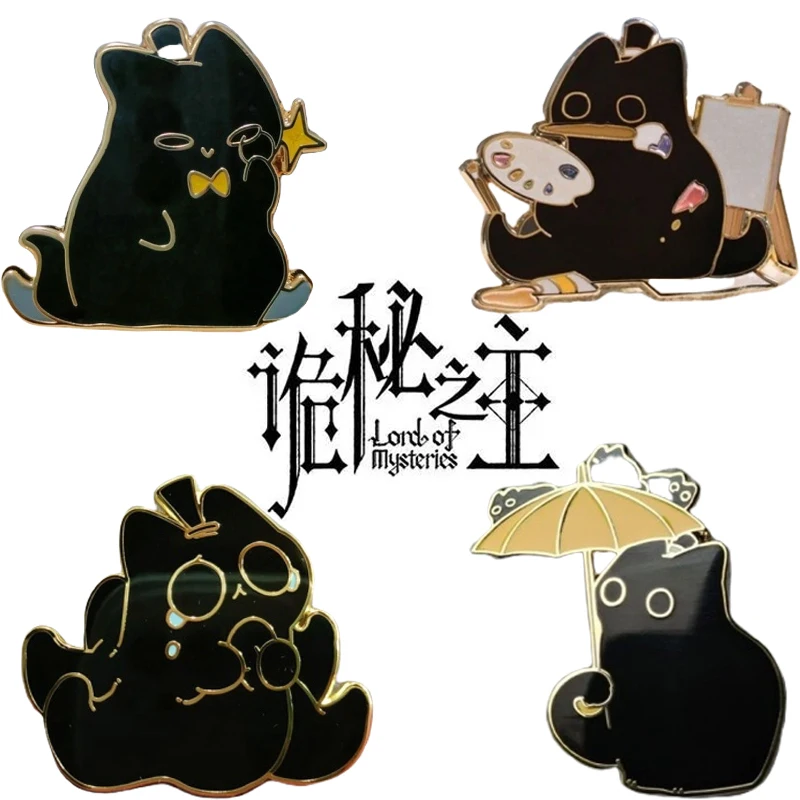 

Novel Lord of the Mysteries Klein Moretti's Cat Brody Cosplay Badge Unisex Metal Brooch Kawaii Black Cat Pins Bag Accessory Prop