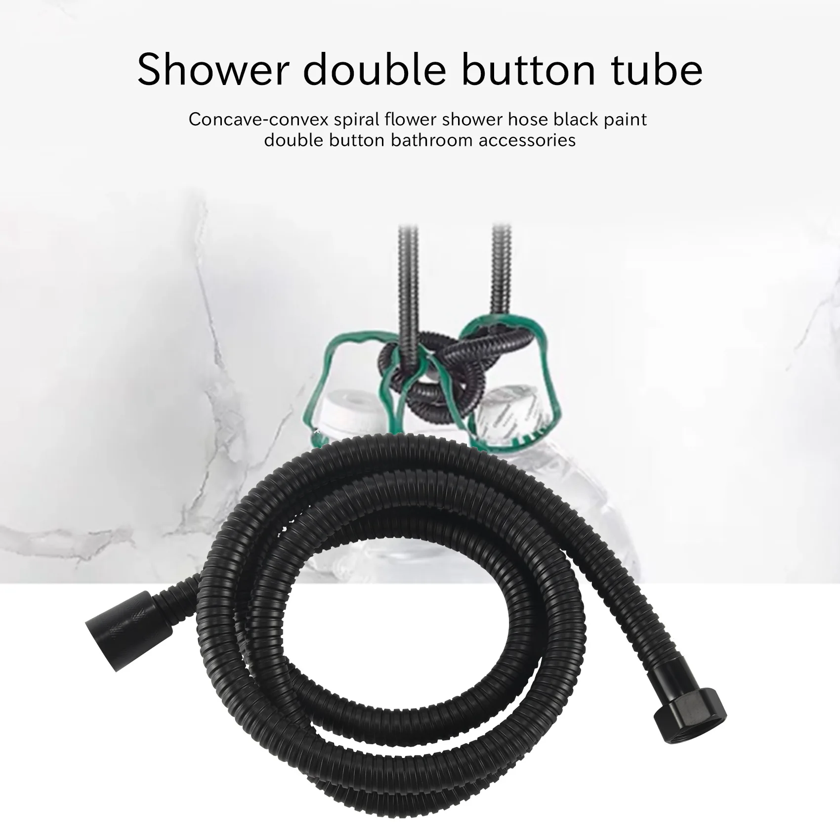 AEE3-Black Shower Hose 150Cm Stainless Steel Shower Tube Flexible Gold Bathroom Hose Plumbing Glossy