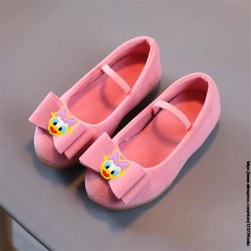 Disney Spirng Kids Sandals Mickey Minnie Bow Girls Princess Shoes Fashion Flats Dance Performance Shoes Children Sandals