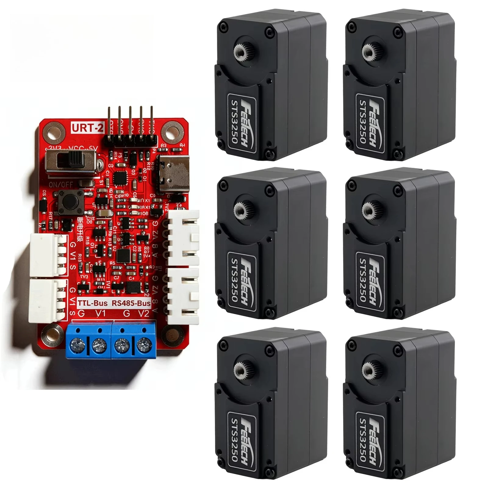 Feetech STS3250 12V 50KG Magnetic Encoder Servo Double Shaft TTL Serial Bus Protocol 360° Feedback (Stand included) ST-3250-C001