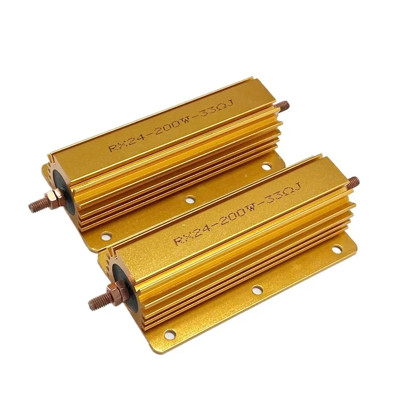 Resistor da caixa do alumínio do ouro, RX24G-200W, 300W, 500W, 1R, 2R, 3R, 4R, 5R, 10R, 100R, Euro 1K, 1PC