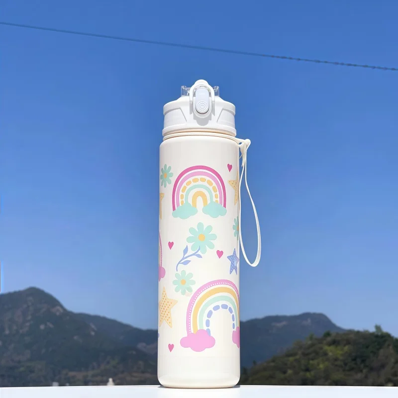 750 ml Dinosaurier Wasser Flasche Für Kinder Wasser Sippy Tasse Mit Silikon Stroh Auslaufsichere Kunststoff Wasser Flaschen Sommer Kinder Wasser Tasse
