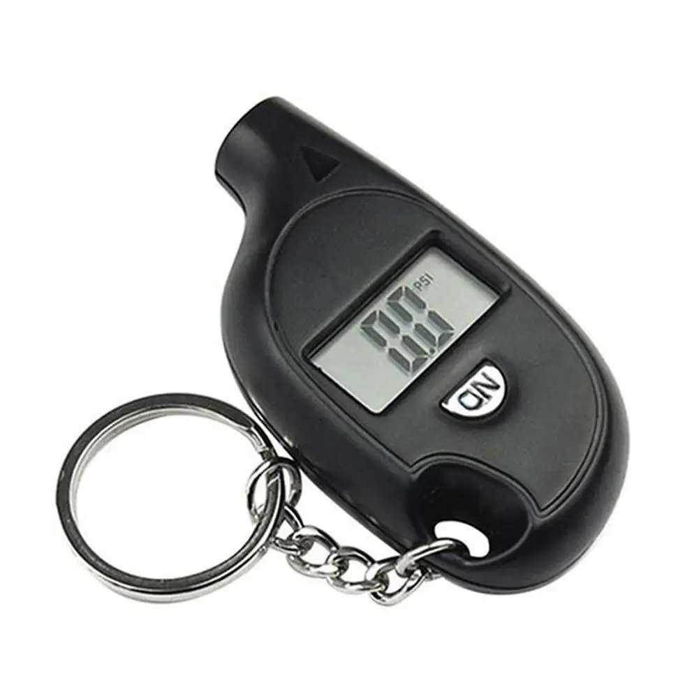 Car Tire Pressure Gauge Black LCD Digital Display Tyre Pressure Gauge Tester with Keychain with Automatic Shutdown Function