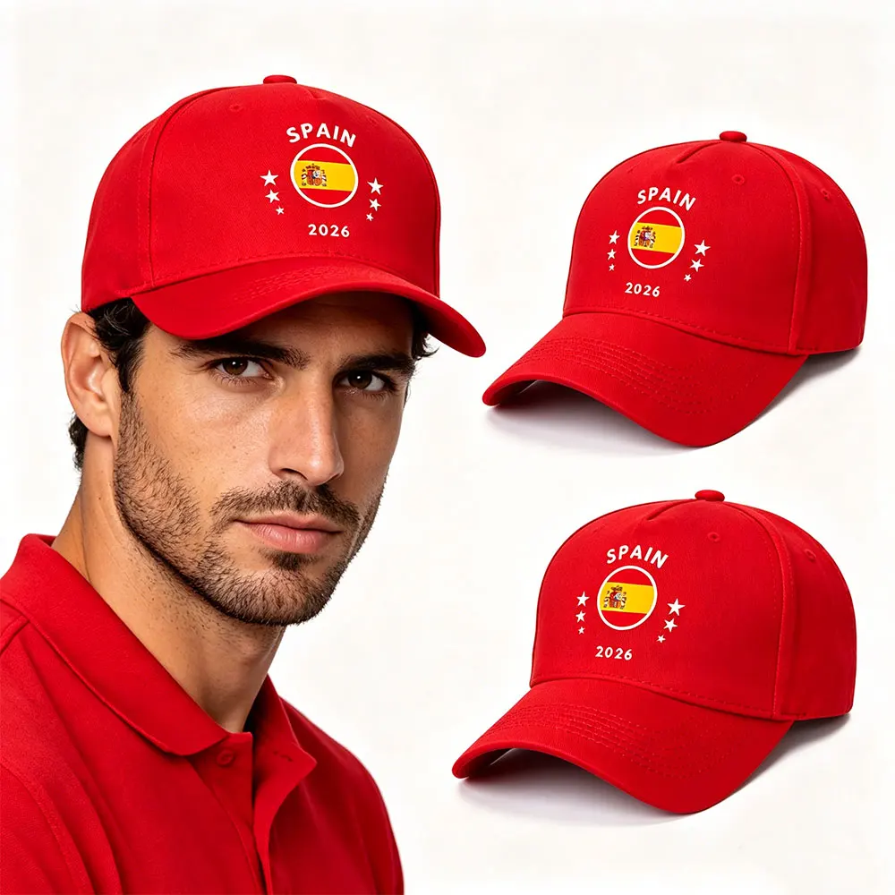 Spain 2026 Flag Baseball Cap Spain Football Soccer Cap Patriotic Fan Casual Soccer Summer Casual Adjustable Sports Fan Hat Men