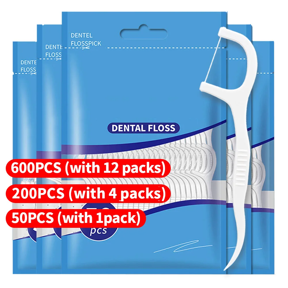 Bulk Dental Floss Picks 50/200/600 Count, Effortless Interdental Cleaning, Essential Oral Care Tool for Daily Use