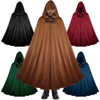 Adult Death Halloween Cape Medieval Dutch Velvet Hooded Cloak Pirate Ranger Warrior Cosplay Costume Moive Dress Up Outfit