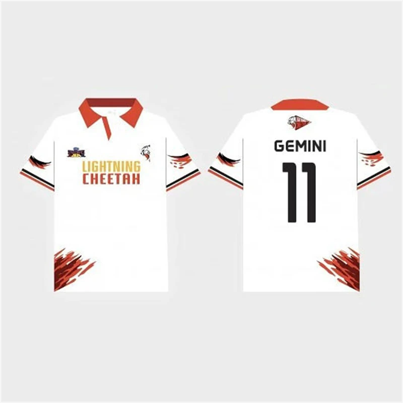 NewGmmtv STARLYMPICS LIGHTNING CHEETAH JERSEY Red Polo Neck Team Member Short Sleeve Jersey Casual Sports Tops Unisex Fans