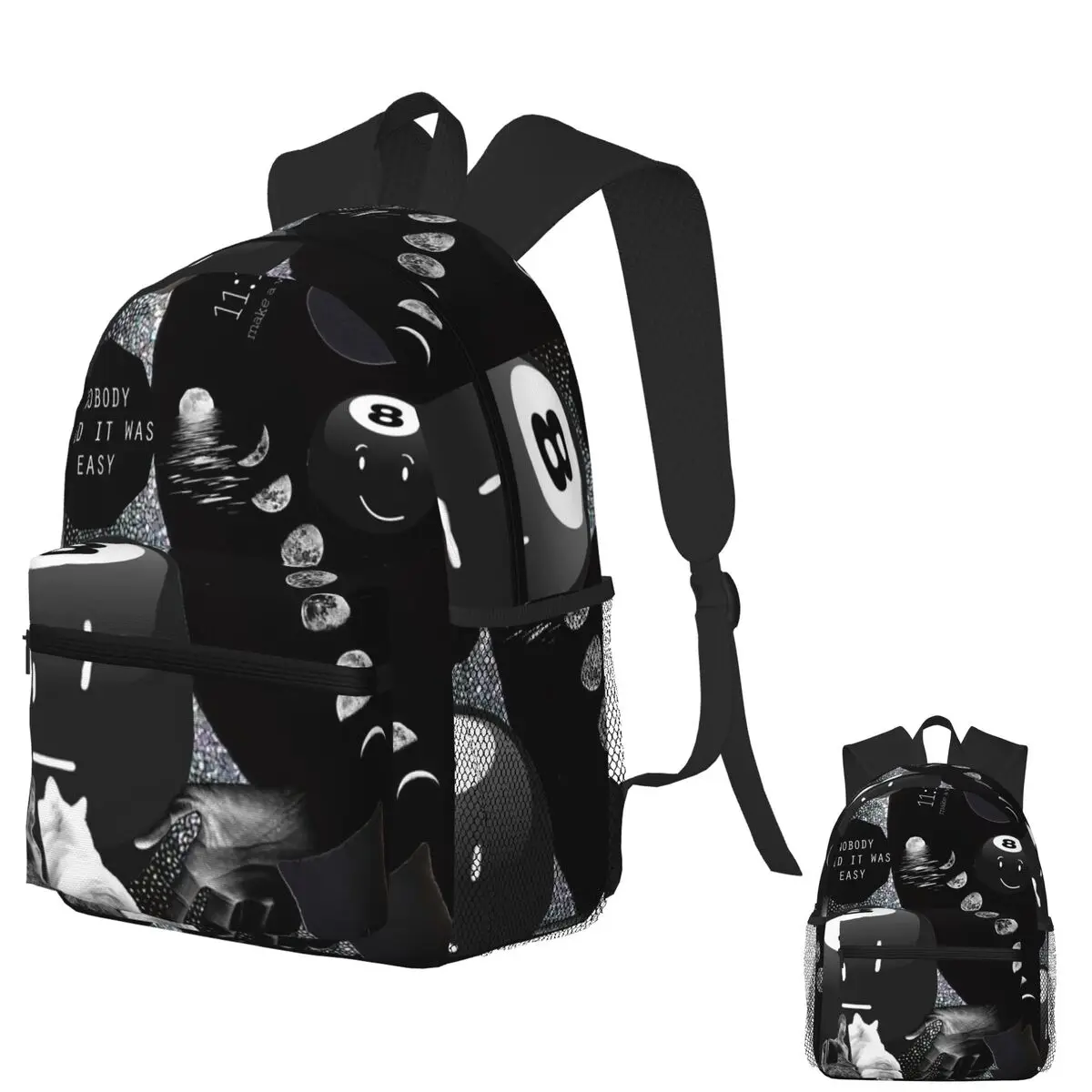 Battle For Dream Island BFDI 8-Ball Student Backpack School Bag Hiking Travel Daypack for Boy Girl Fashion Bookbag Shoulder Bags