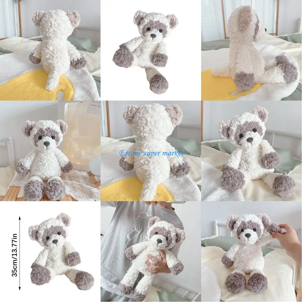 

090B Lovely Raccoons Figure Toy Soothing Doll Sweet Hugging Doll Shower Gifts Raccoons Washable Doll for Toddlers Kids