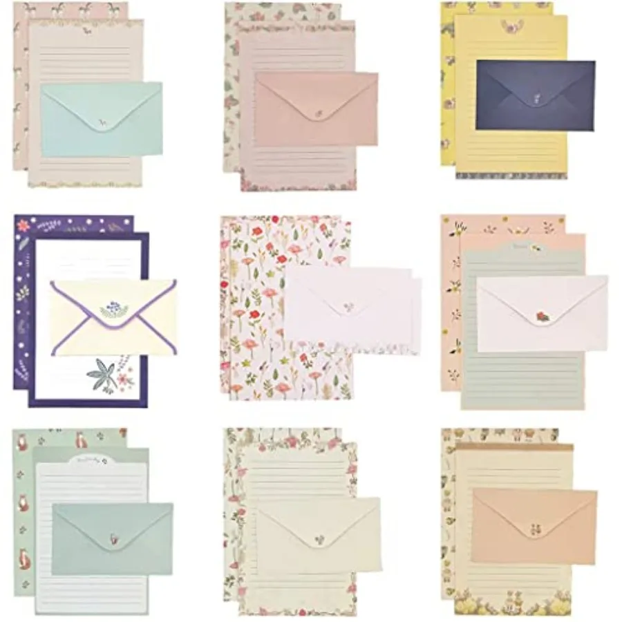 

81pcs Stationary Paper and Envelopes Set Contain 54 stationery paper and 27 envelopes writing paper stationery set 9 Different
