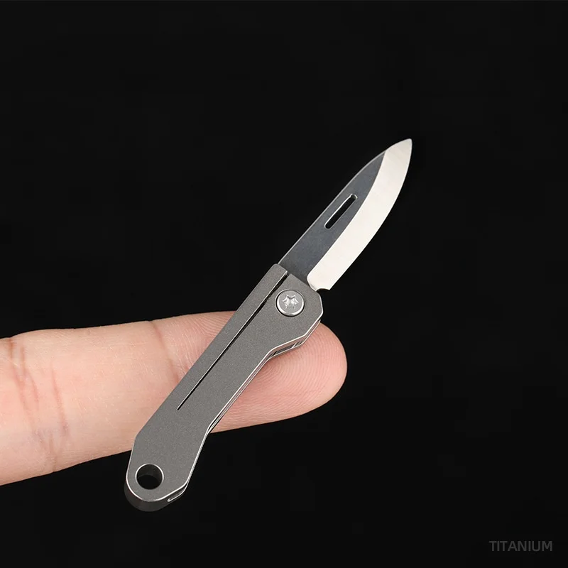 Titanium Alloy Sharp Folding Knife Titanium Mini Knife Gift Outdoor Camping Knife Edc Keychain Pendant Unpacking Express Opener