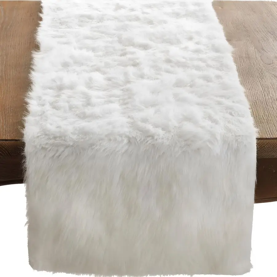 

Fur Design Table Runner, 15x108, White