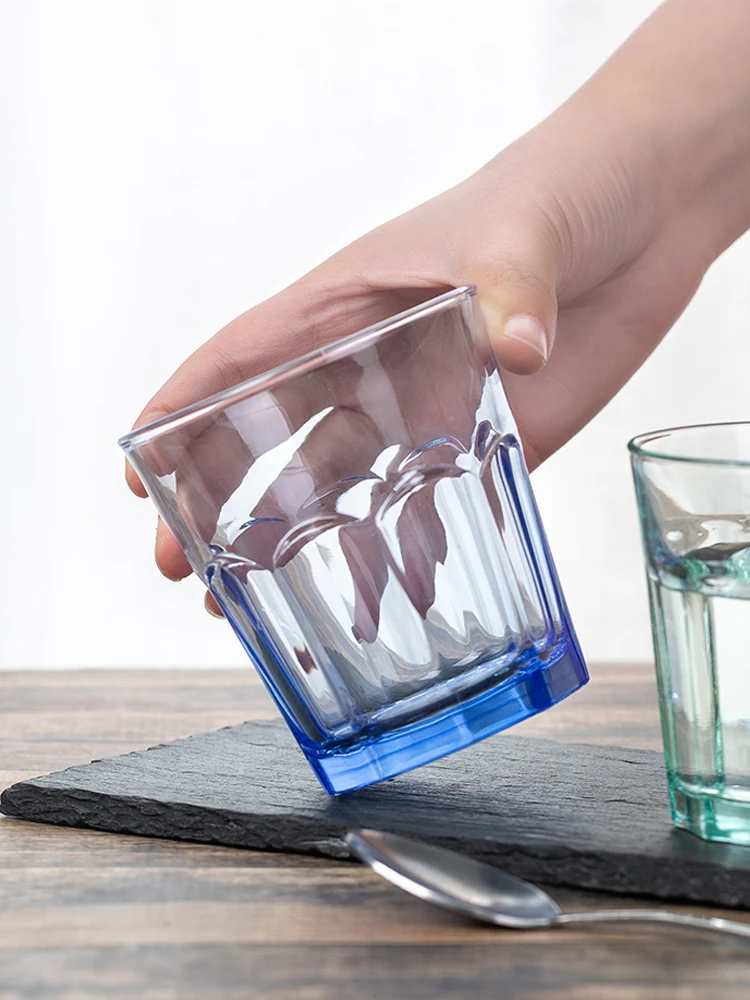 

Glass Cup Restaurant Blue Water Cup Nine Corner Home Use Drink Cup Wine Glass Six Pieces Set Scybe Eco-Friendly