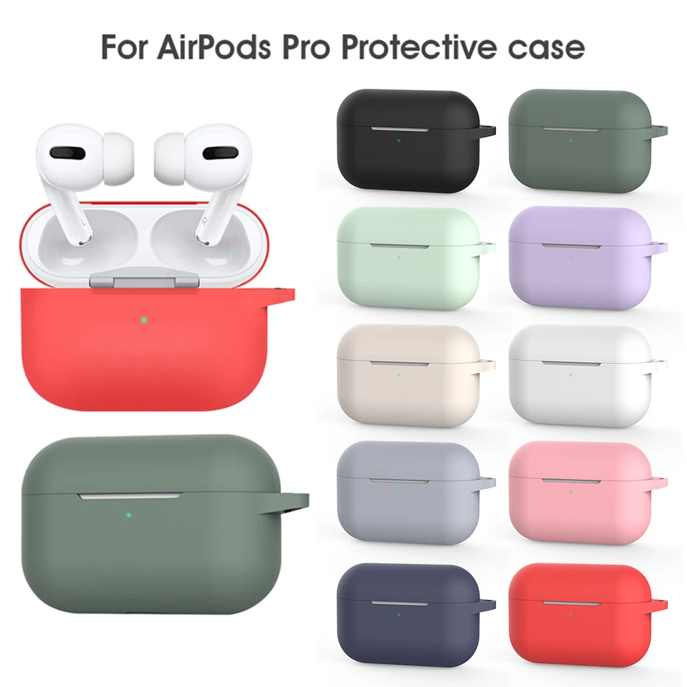 

Silicone Protective Cases For Airpods Pro Anti-drop Shock-Absorbing Durable Soft Headphone Cover With Hook Headphone Accessories