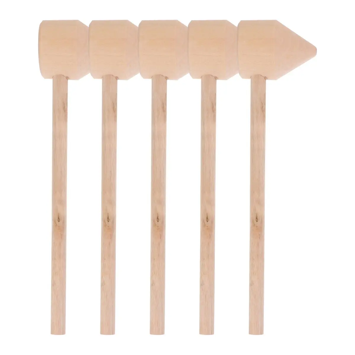 5 Stück kleine Holzhämmer für Kinder, kreatives Spielen, verbessert Geschicklichkeit und Armbewegung, glattes Finish, pädagogisches Aktivitätswerkzeug