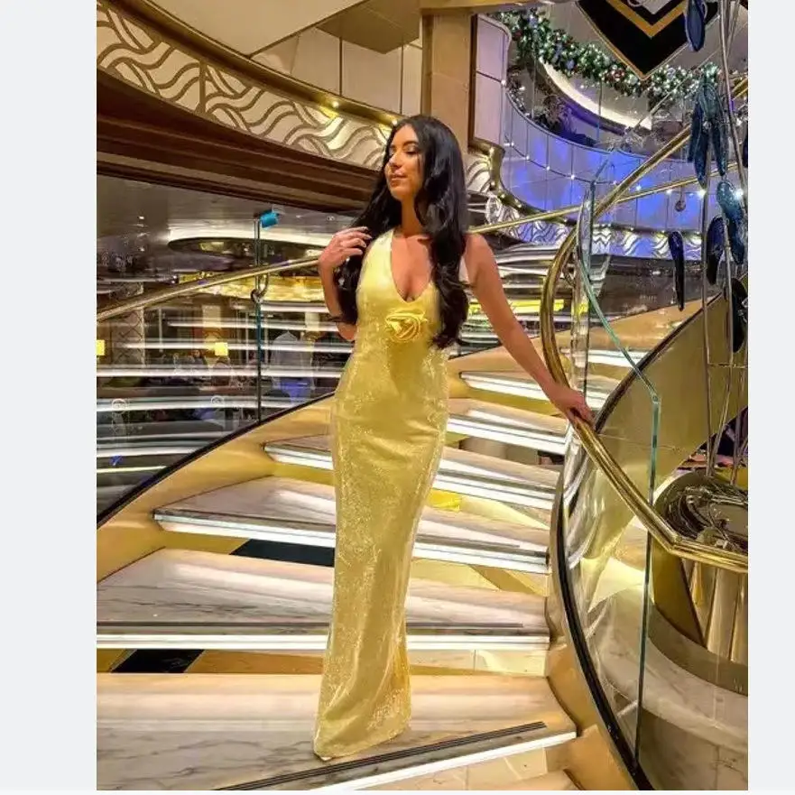 Gonna lunga sexy con paillettes da sera Dr, nuovo modello, gonna lunga con top a tubo impreziosito floreale per le donne, stagione estiva, tessuto in poliestere a vita media