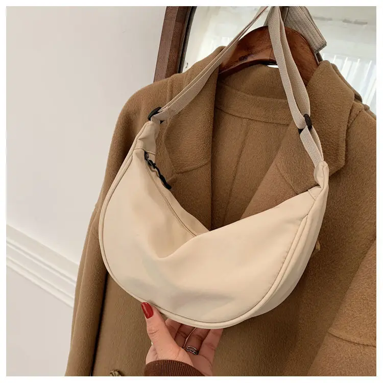 Women Shoulder Bags Solid Color Nylon Dumpling Messenger Bag New Trendy Lightweight Large Capacity Underarm Bag Dropshipping