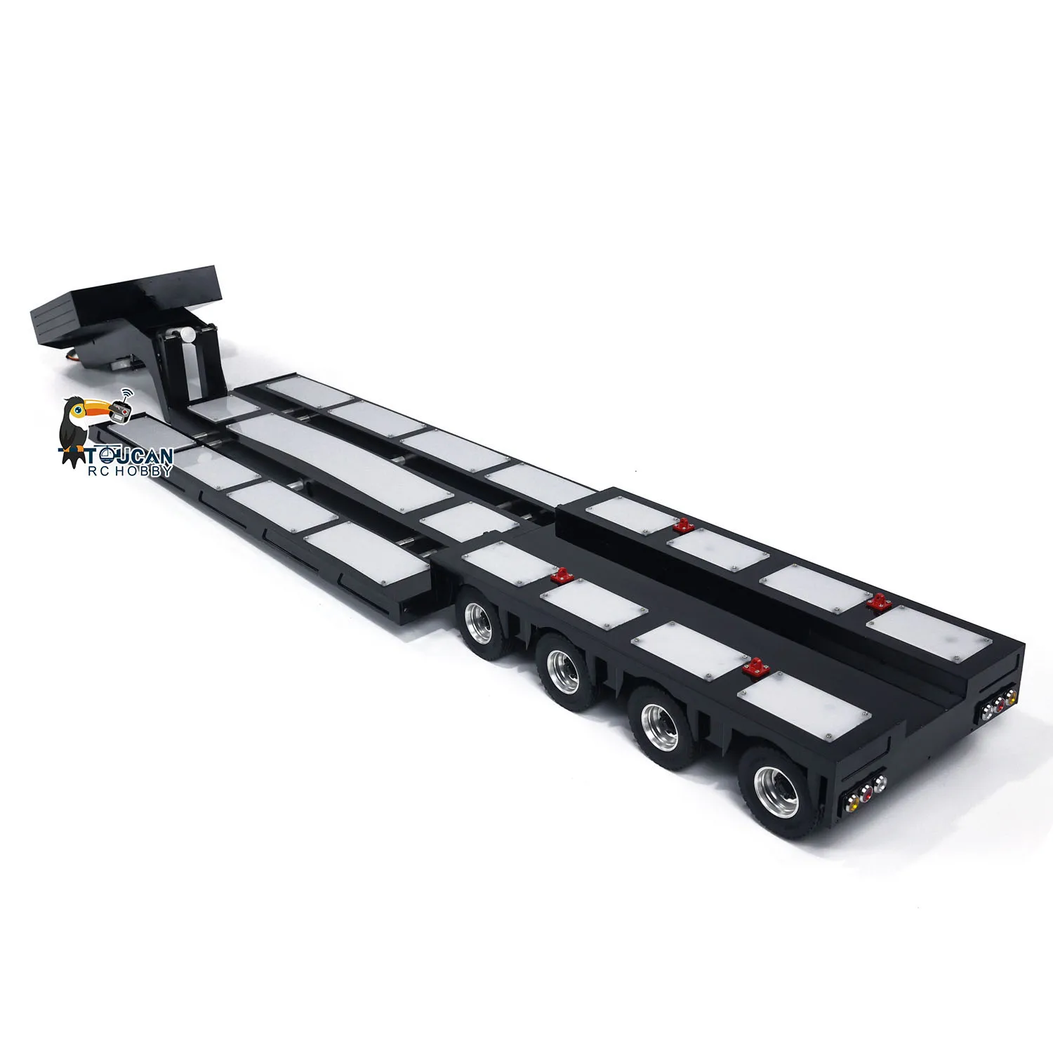 1/14 RC 4-Axle Metal Extendable Trailer Painted Assembled for Remote Control Tractor Truck Car Trailers DIY Model TH23802