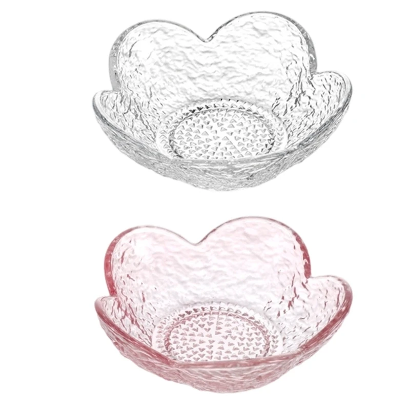 2 Pack Flower-Shape Glass Garlic Grater Dish with Textured Center for Condiment Service, Dips, Small Portions, and Kitchen 87HA