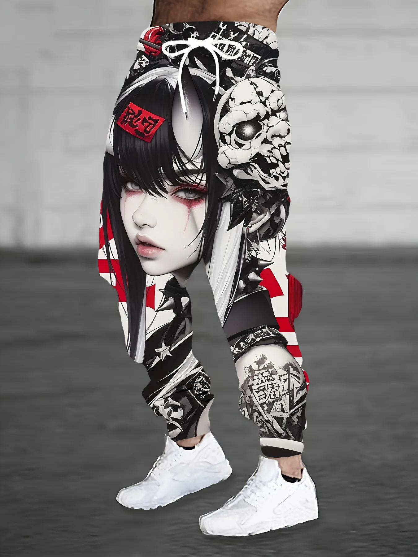 Neuheiten: Western-Skelett-Cowboy-Print Unisex-Jogginghose mit geradem Bein, Gothic-Streetwear-Sweatpants für entspannte Abendveranstaltungen. – Detail 13