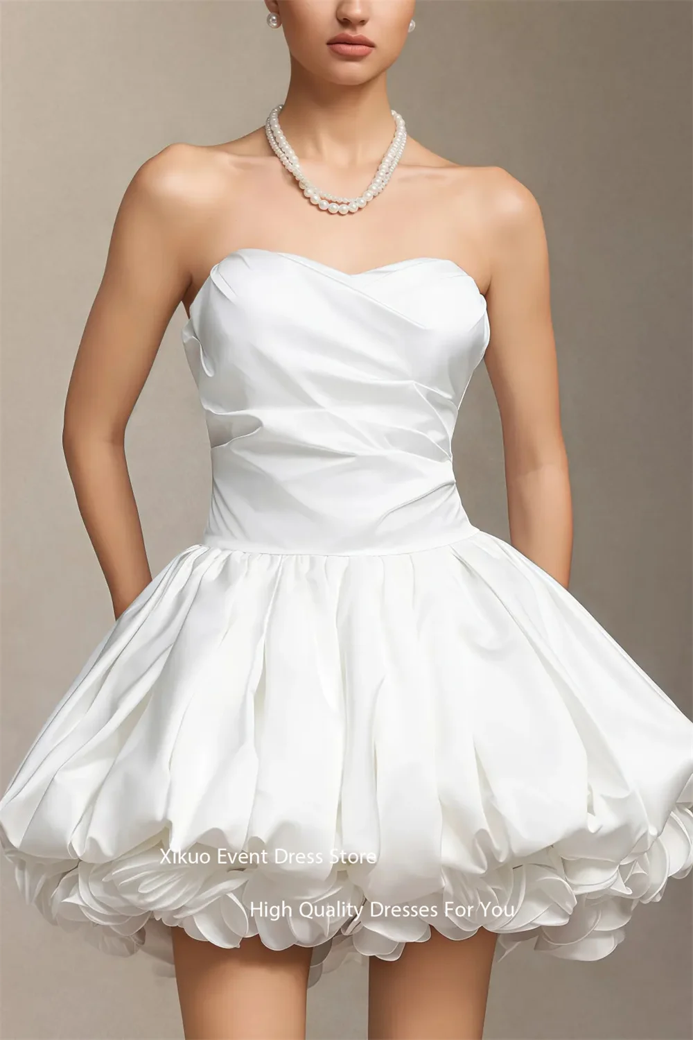 Xikuo 恋人 3D 花裾のウェディングドレスふくらん A ライン Vestidos デ ノビアロマンチックなミニ丈ローブデマリーカスタマイズ