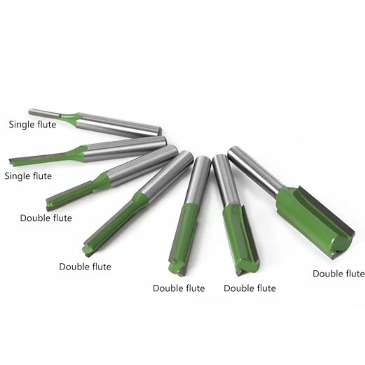 7 peças 1/4 "haste dupla e única flauta reta conjunto de brocas de roteador, 3/4/5/6/8/10/12mm de diâmetro de corte cortador de madeira
