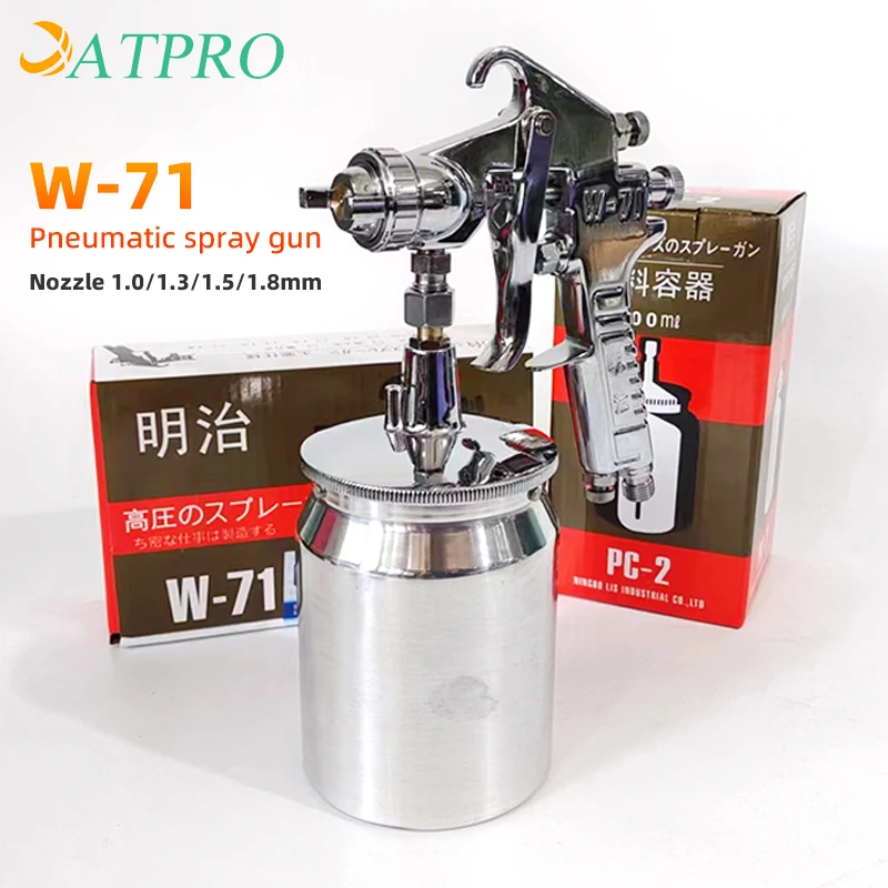 Meiji W-71 Lower Pot Spray Gun Car Paint Finish Gun Furniture Wood High Atomization Spray Gun Nozzle 1.0/1.3/1.5/1.8mm