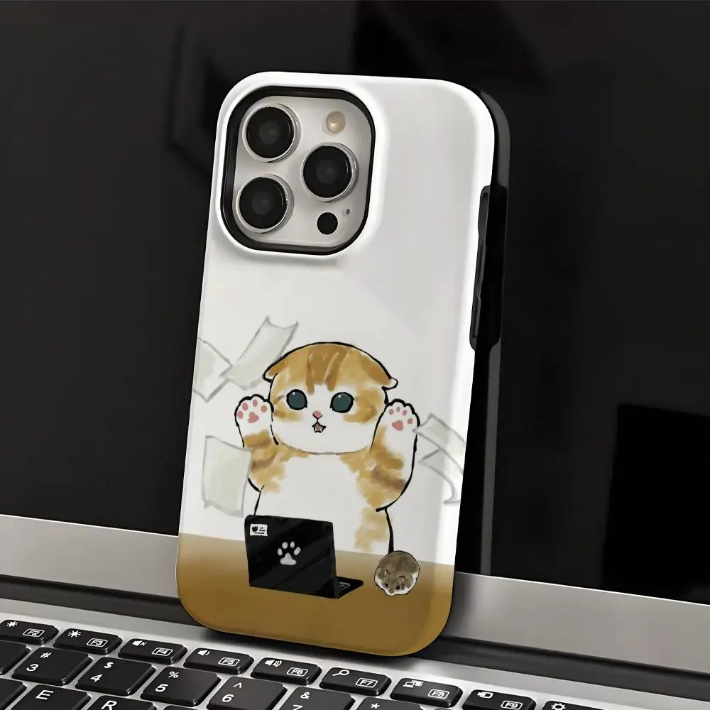 

Mofusand Cat Phone Case Phone Case INS For IPhone 16 15 14 13 12 11 Pro Max X XR XSMax 7 8 Plus Glossy Film Hard PC Cover