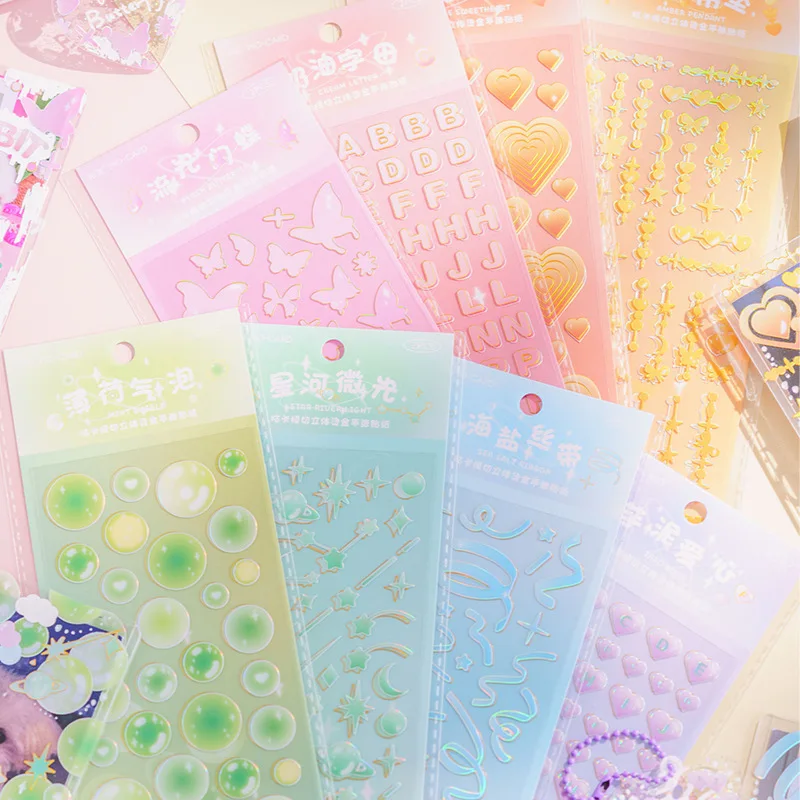 

1 Pc PET Guka Flat Sticker, Romantic Star Island Series, Three-dimensional Handbook Material Decorative Sticker