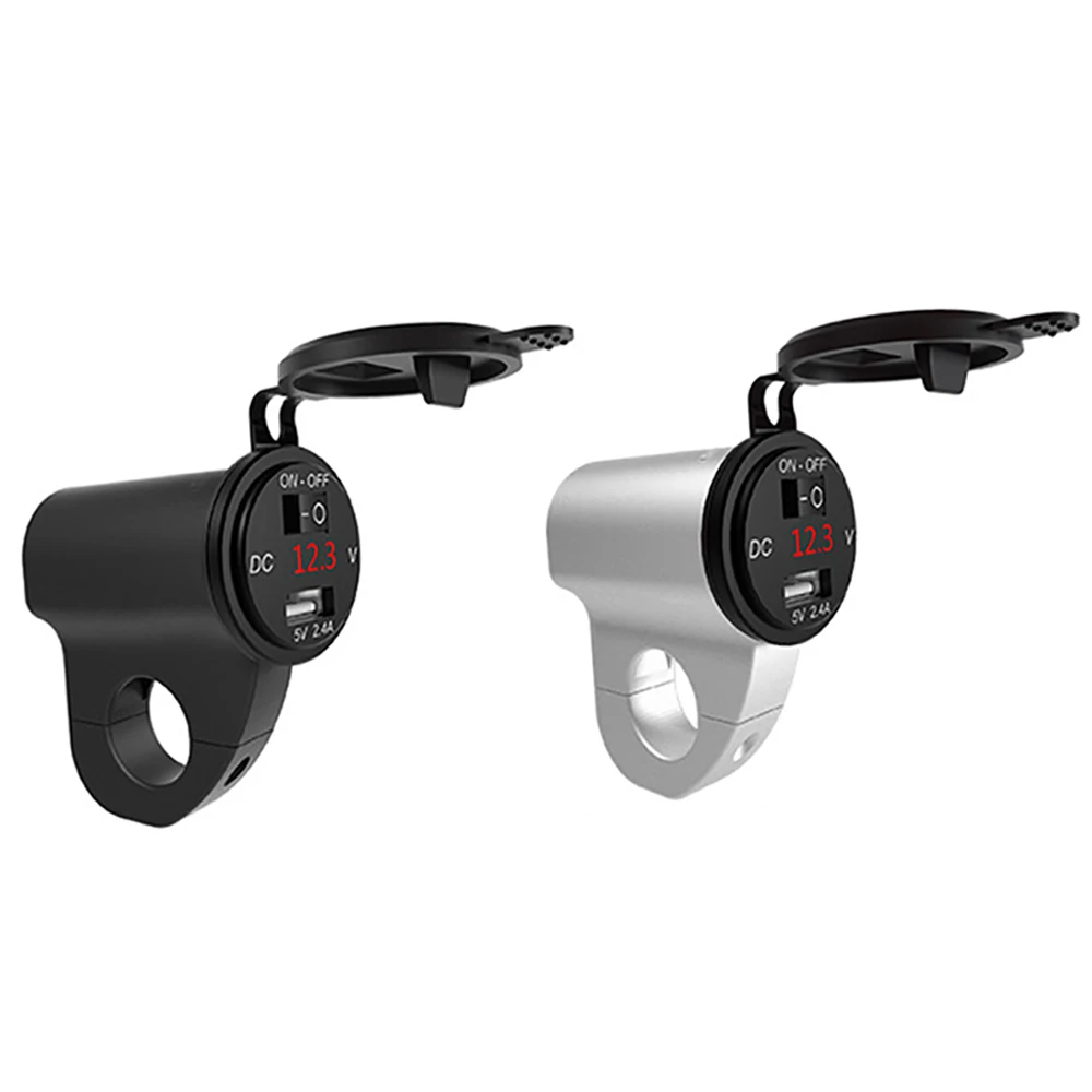 

Universal Mobile Phone Charger With Switch Motorcycle USB Digital Display Fast Chargrer Mobile Phone Adapter