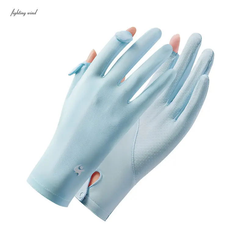 Sunscreen Gloves for Women UV Resistant Thin Summer Breathable Anti-slip Ice Silk Sports Riding Mittens