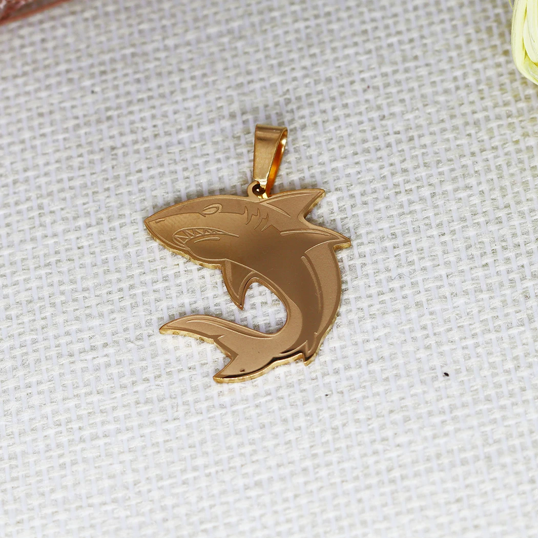 2PCS Shark Pendant DIY Stainless Steel Gift For Women Men Charm Pendant For Bracelet Jewelry Findings