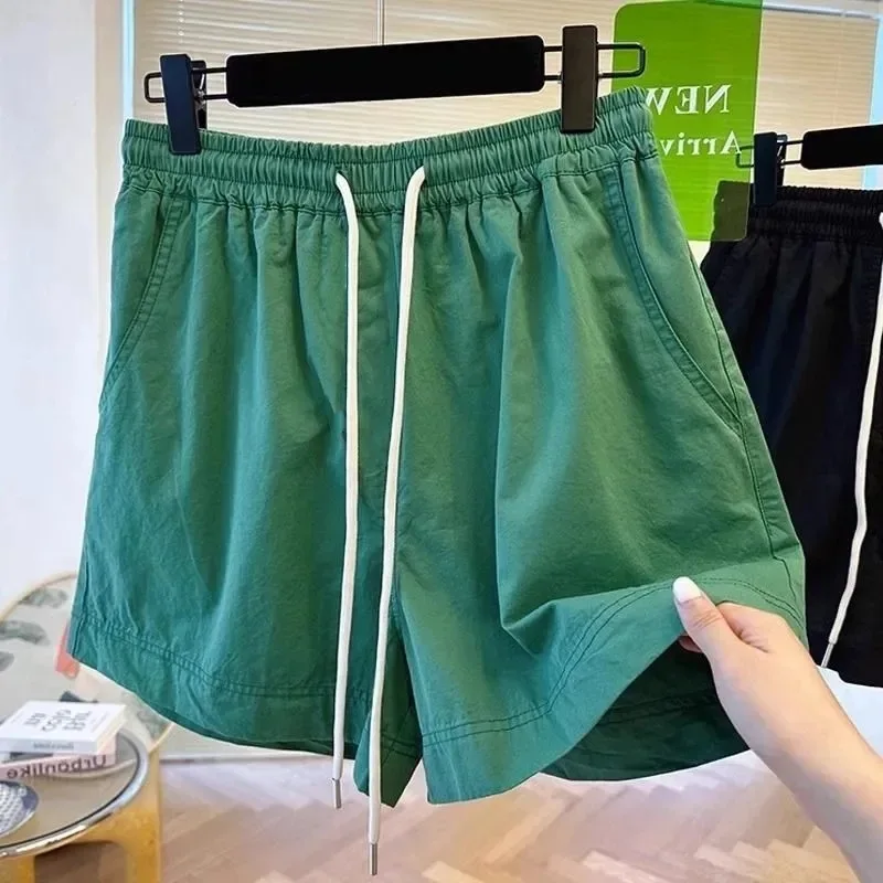 

Women's summer new pure cotton large-size clothing retro design casual wide-leg shorts slim drawstring fashion casual shorts