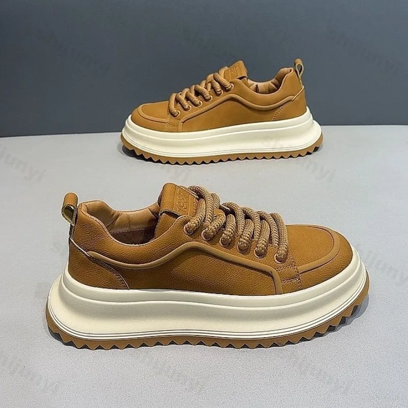 Mens Casual Platform Shoes Spring New Fashion Comfort Round-toe Soft Sole Chunky Sneakers Outdoor Trendy Versatile Sports Shoes