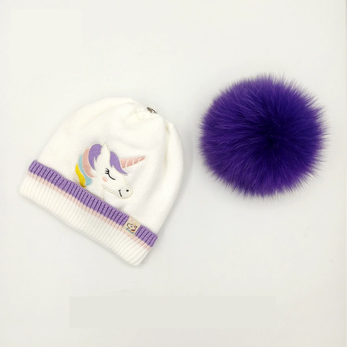 قبعات الشتاء للأطفال ومجموعة سنود للفتيات الكرتون يونيكورن الدافئة لطيف محبوك بيني مع بطانة Pompom وشاح للأطفال 2-6Y