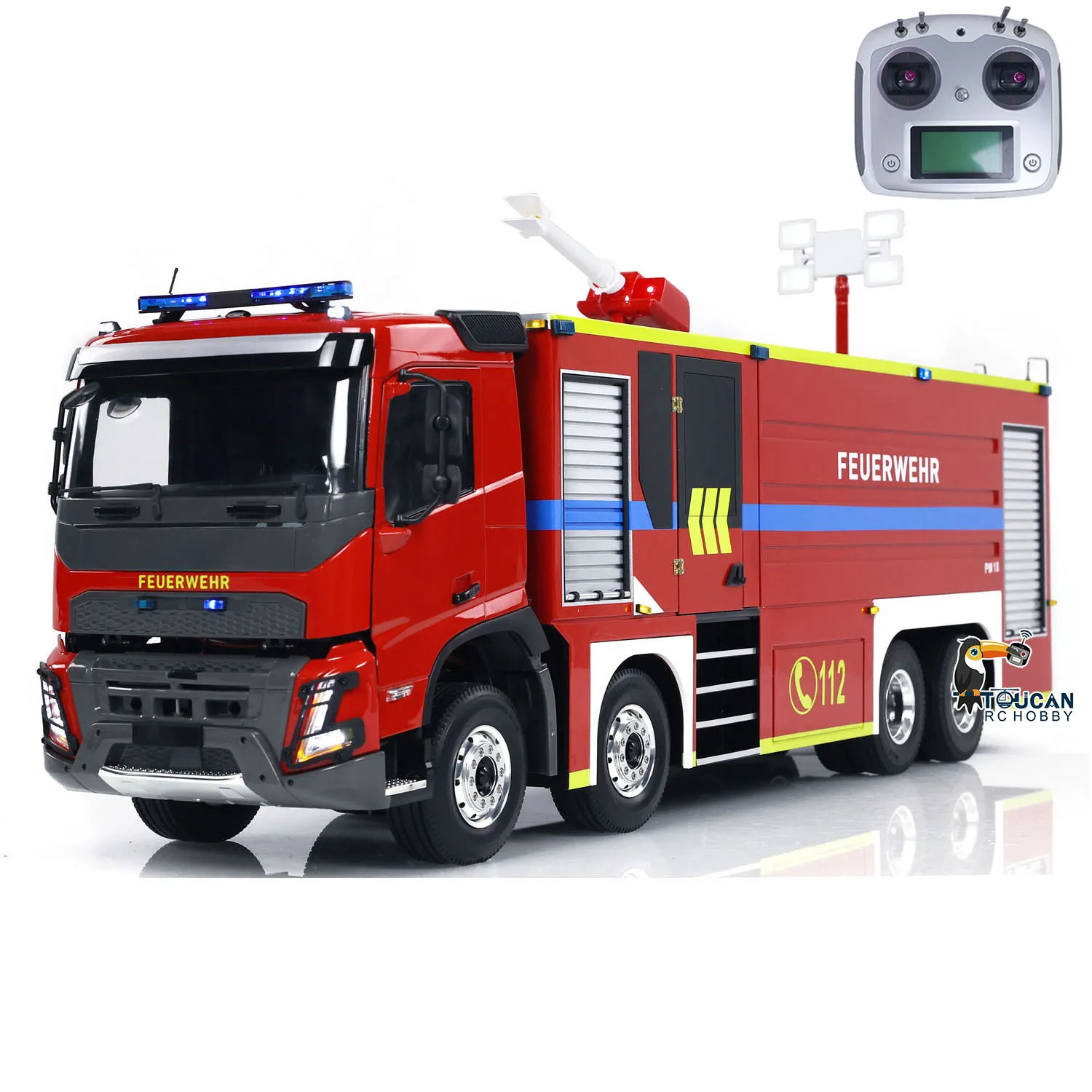 Toys 1/14 Remote Control Fire Truck 8x4 RC Fire Fighting Painted Finished Vehicles Model Lights Sounds Cars for Boys TH23749