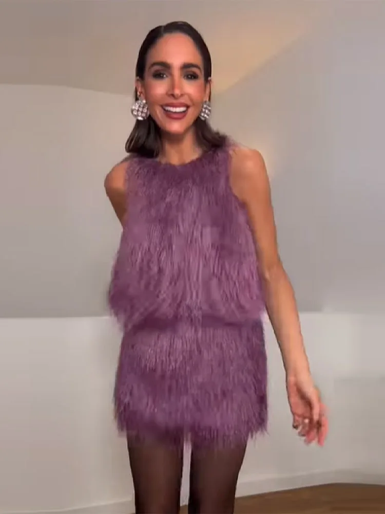 

Новый элегантный женский комплект: модная юбка-шорты с круглым вырезом, без рукавов, облегающая, однотонная, с бахромой. Идеальный весенний шикарный наряд для вечеринок.