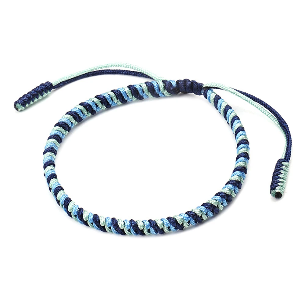 Handmade Tibetan Buddhist Lucky Tibetan Bracelets Simple Blue Rope Knot Bracelet Friendship Bracelet for Men and Women Gifts