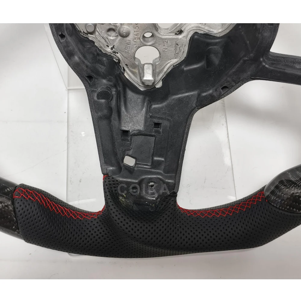 VW ゴルフ7 MK7 GTI Rライン GTE対応 カーボンファイバー 本革製 ステアリングホイールアクセサリー改造パーツ EU/US在庫あり