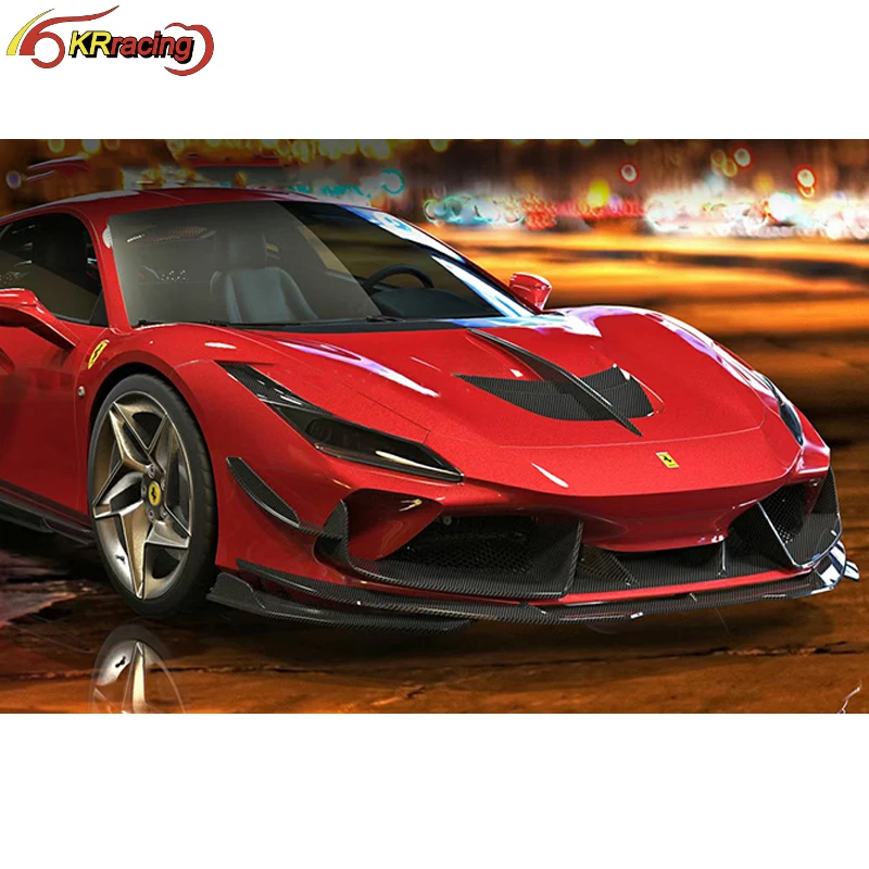 مناسبة لقطع غيار طقم ألياف الكربون الجافة للسيارة ذات الشفة الأمامية السفلية لسيارة فيراري F8 2019-2021 #4